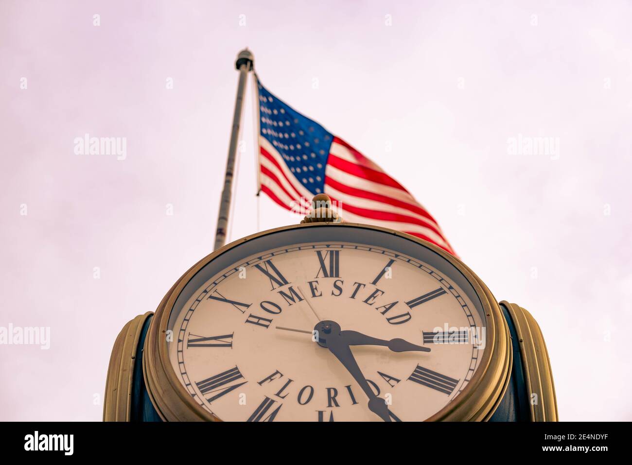 Homestead Florida town clock Stock Photo Alamy