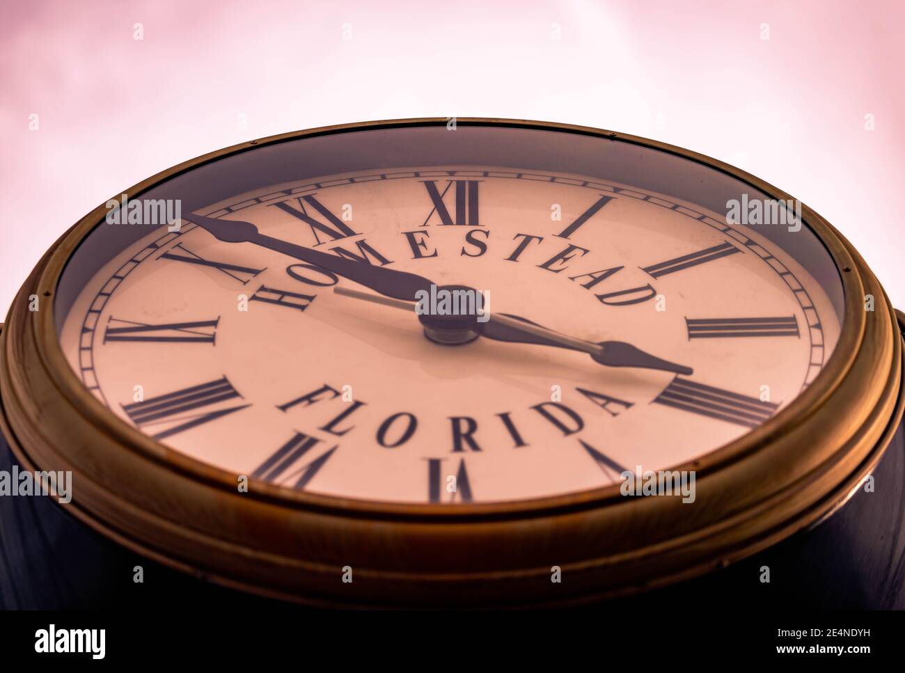 Homestead Florida town clock Stock Photo Alamy