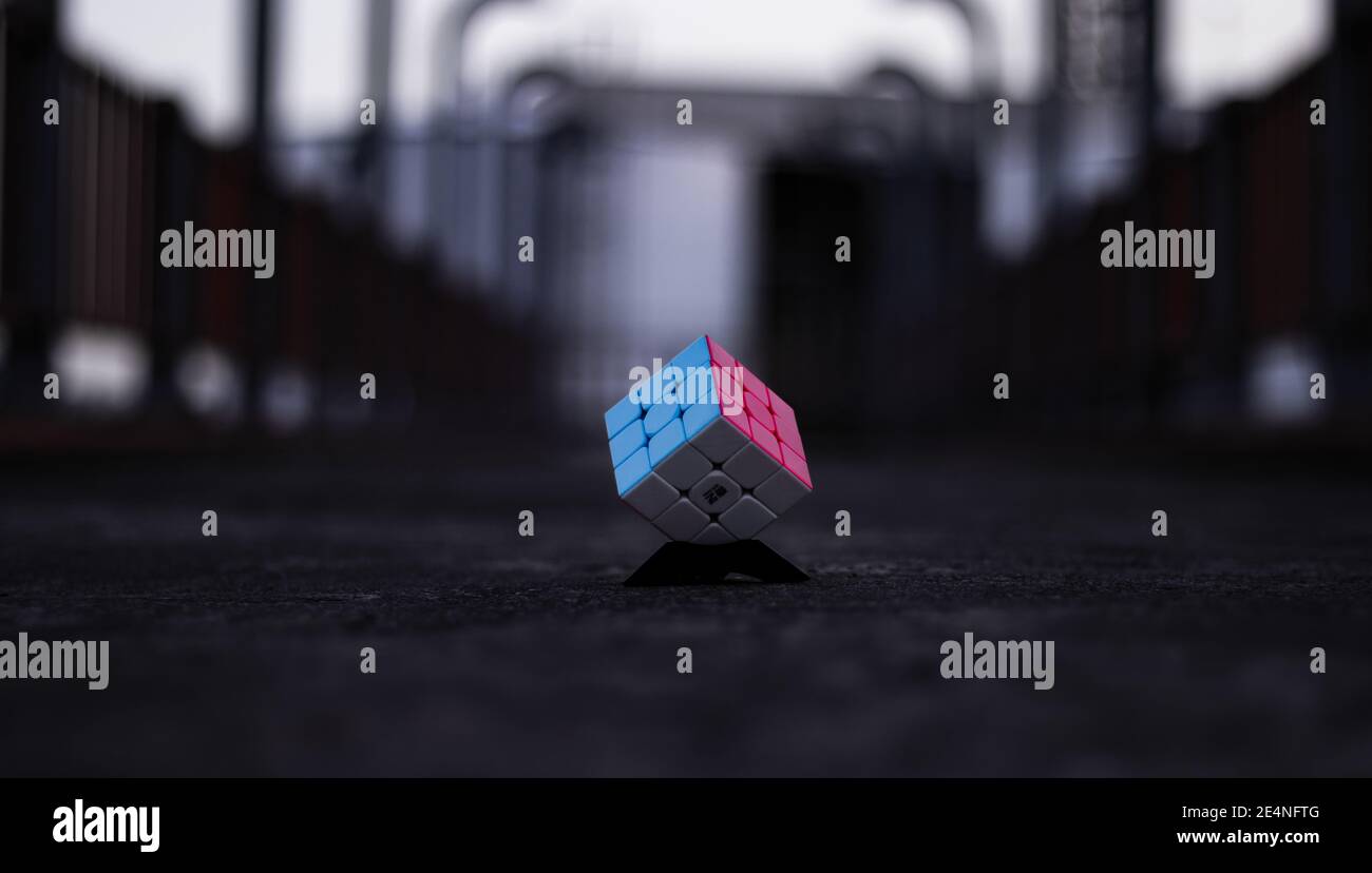 A solved Rubik's cube in an abandoned buildin Stock Photo Alamy