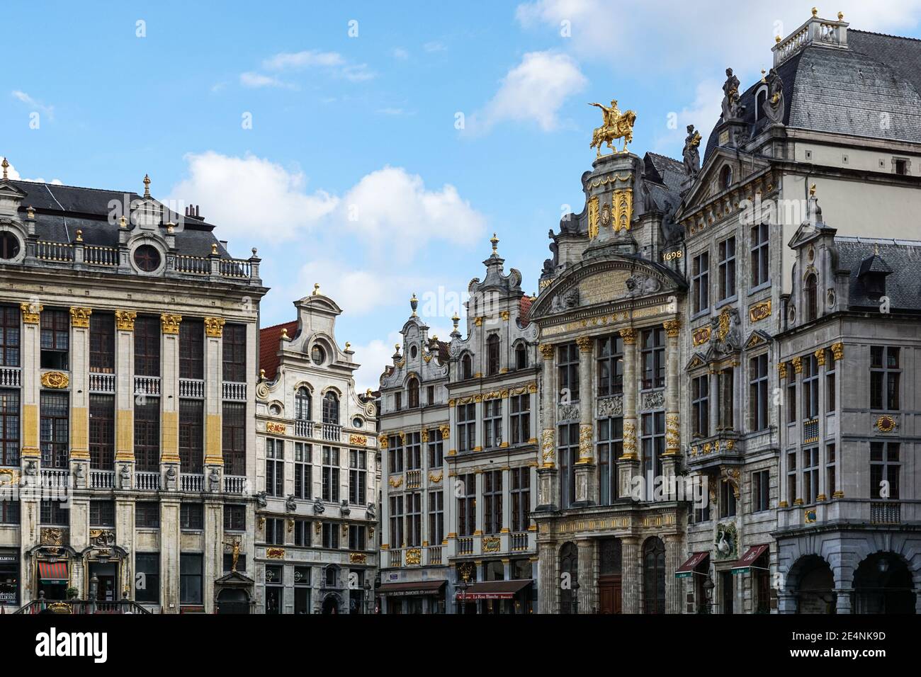 Facades of guild houses on the Grand Place, Grote Markt square in Brussels, Belgium Stock Photo