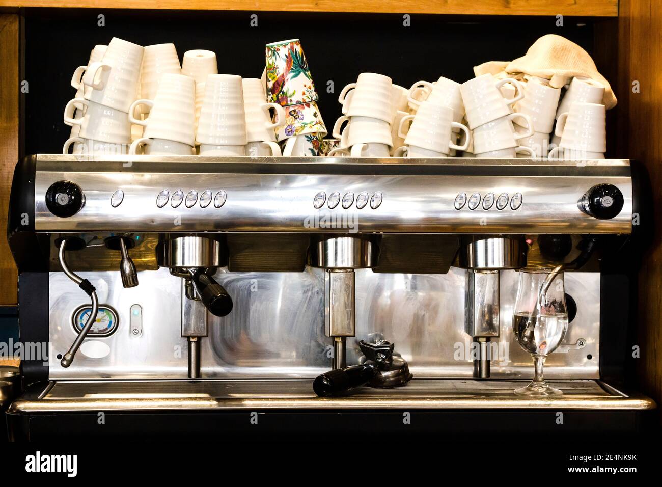 Coffee machine with coffee cups on the top Stock Photo Alamy