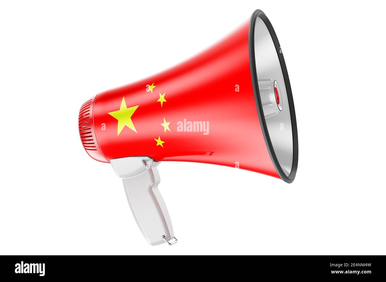 Megaphone with Chinese flag, 3D rendering isolated on white background