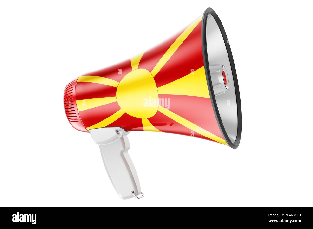 Megaphone with Macedonian flag, 3D rendering isolated on white ...