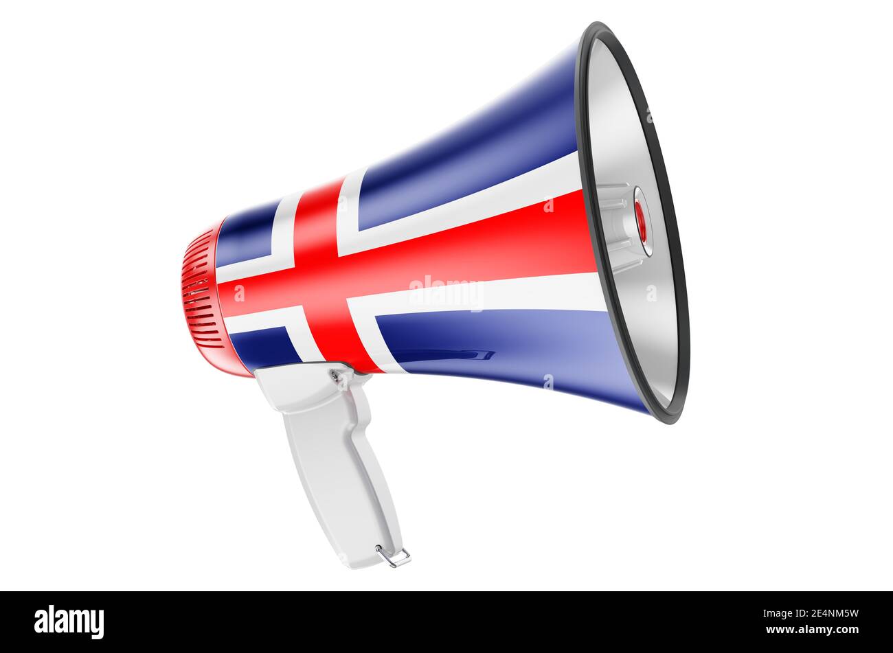 Megaphone with Icelandic flag, 3D rendering isolated on white ...