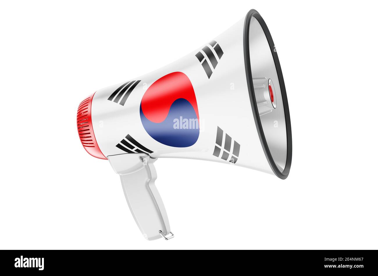Megaphone with South Korean flag, 3D rendering isolated on white ...