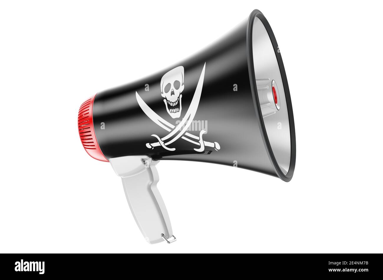 Megaphone with piracy flag, 3D rendering isolated on white background ...