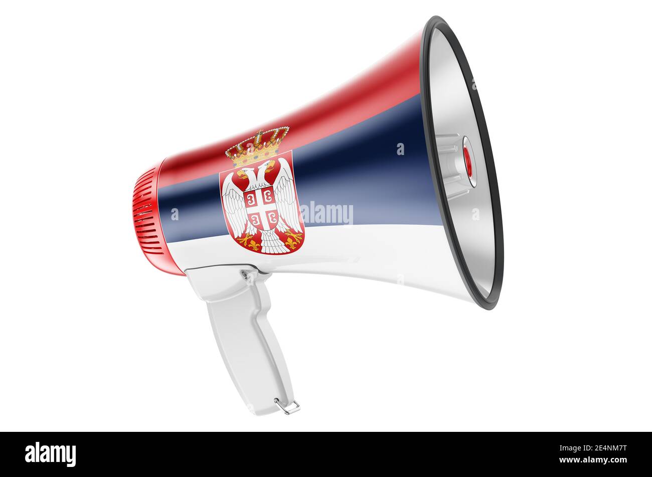 Megaphone with Serbian flag, 3D rendering isolated on white background ...