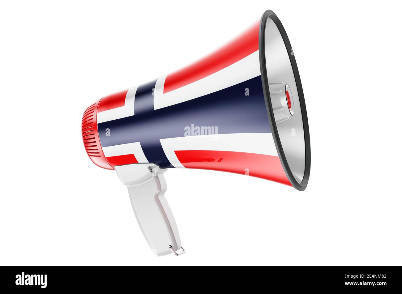 Megaphone with Norwegian flag, 3D rendering  isolated on white background Stock Photo