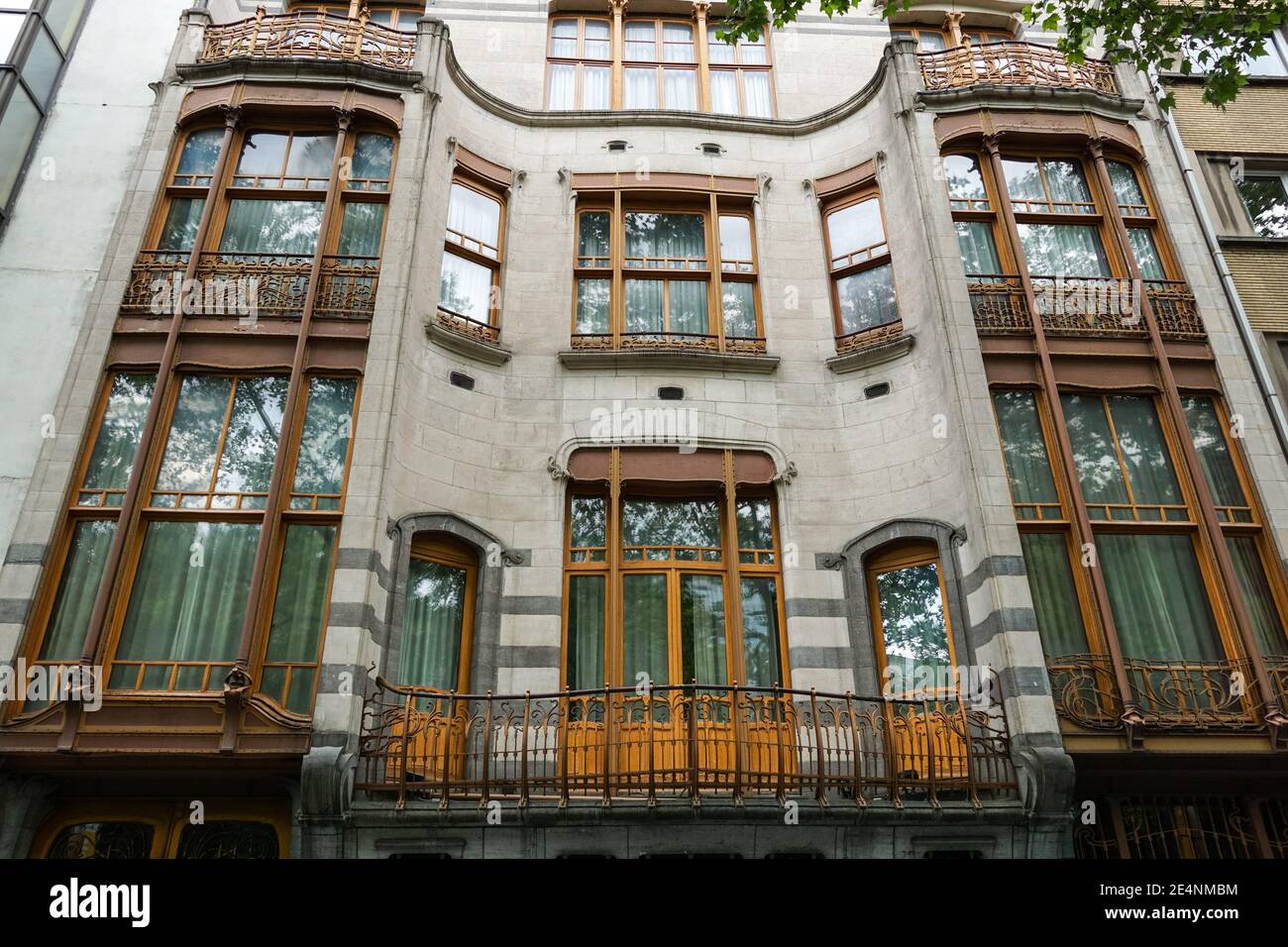 Facade of Hotel Solvay, Art Nouveau town house designed by Victor Horta in Brussels, Belgium. Stock Photo