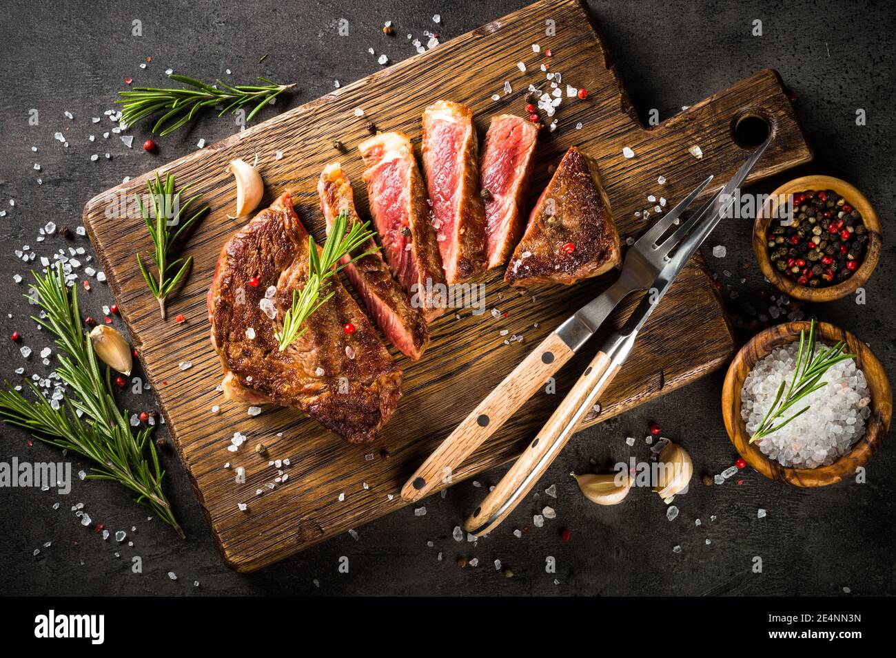 Grilled beef steak with herbs Stock Photo Alamy
