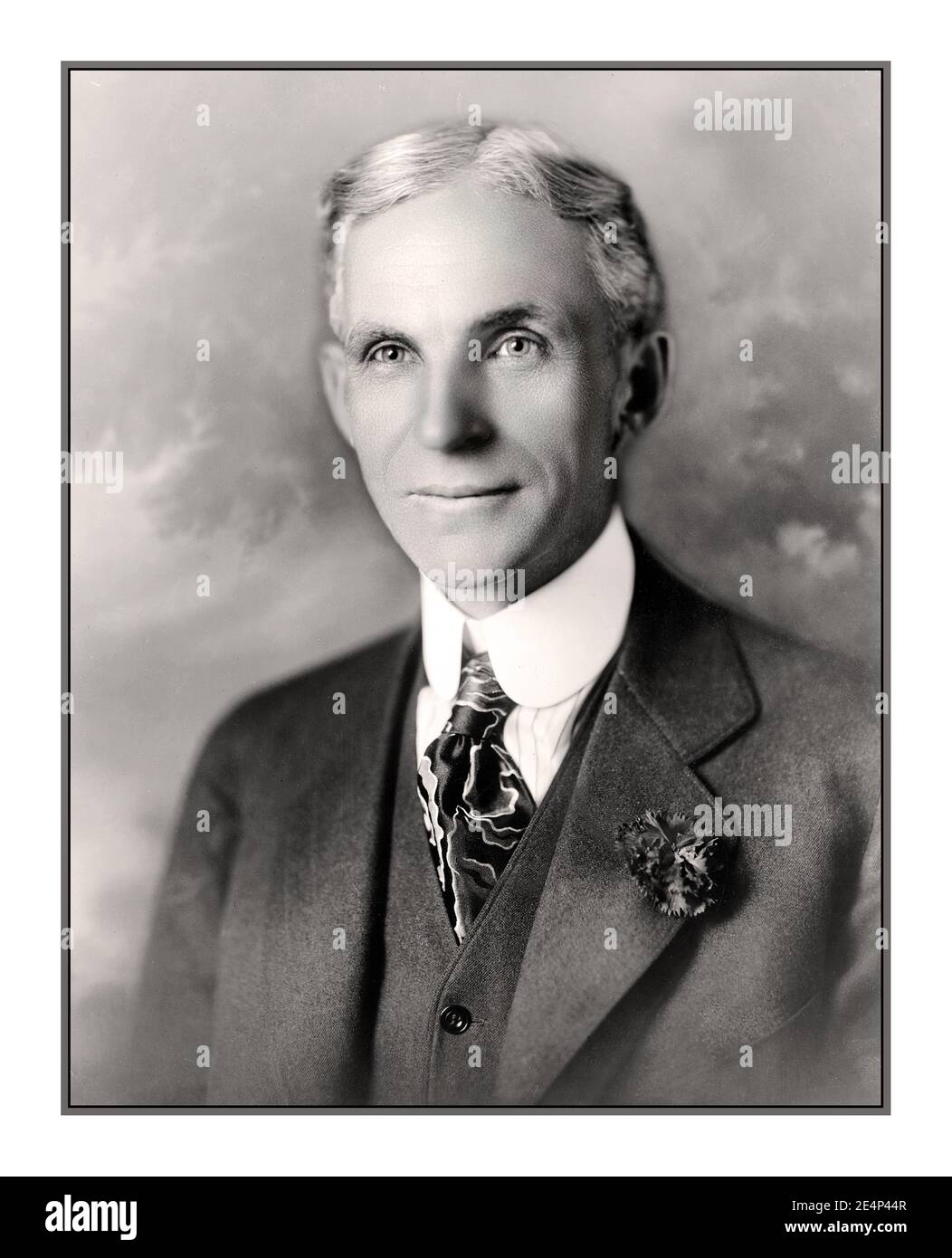 Henry Ford studio formal corporate portrait 1919 visionary founder of The Ford Motor Company  and led the company, presiding over two tenures, 1906–1919 and 1943–1945 Stock Photo