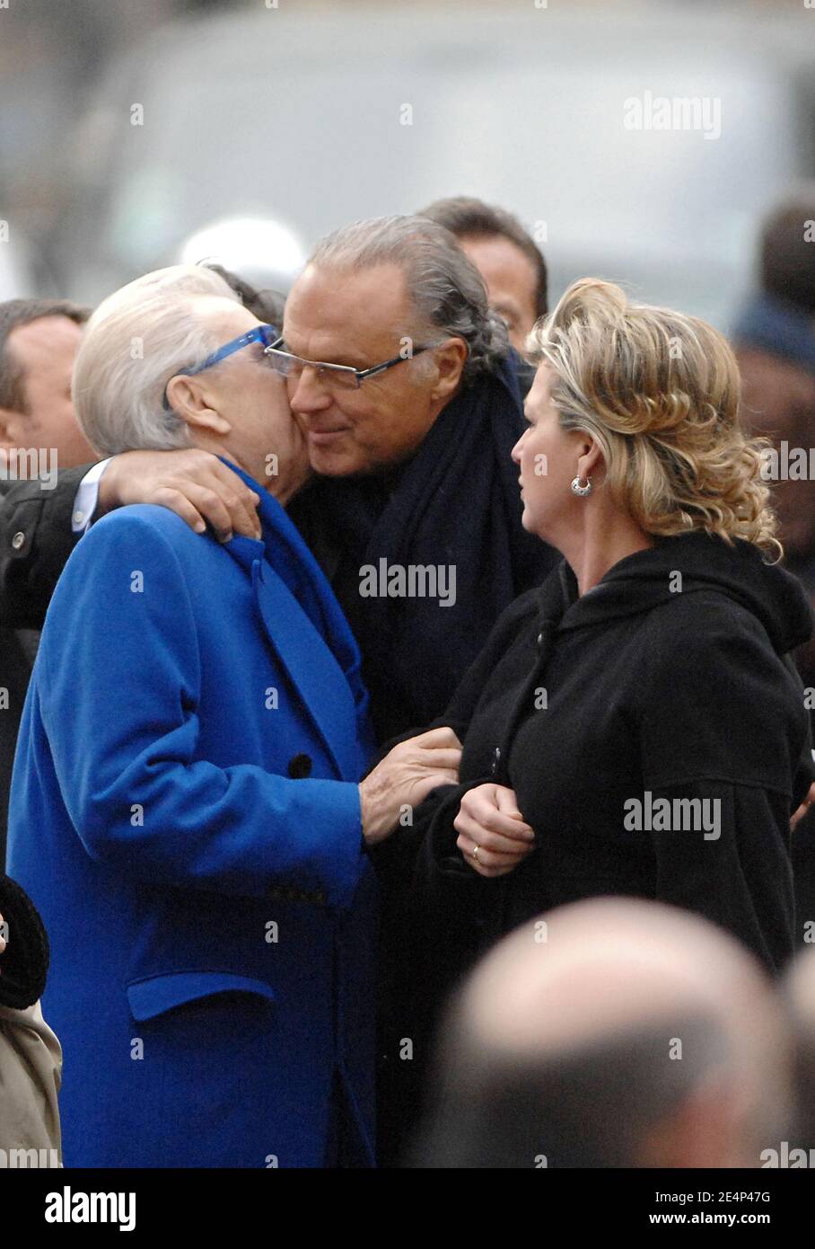 Michou, Gerard Louvin and Jeane Manson arrive at St Germain church to attend the funeral mass of singer Carlos in Paris, France on January 22, 2008. Photo by Guibbaud-Khayat-Mousse/ABACAPRESS.COM Stock Photo