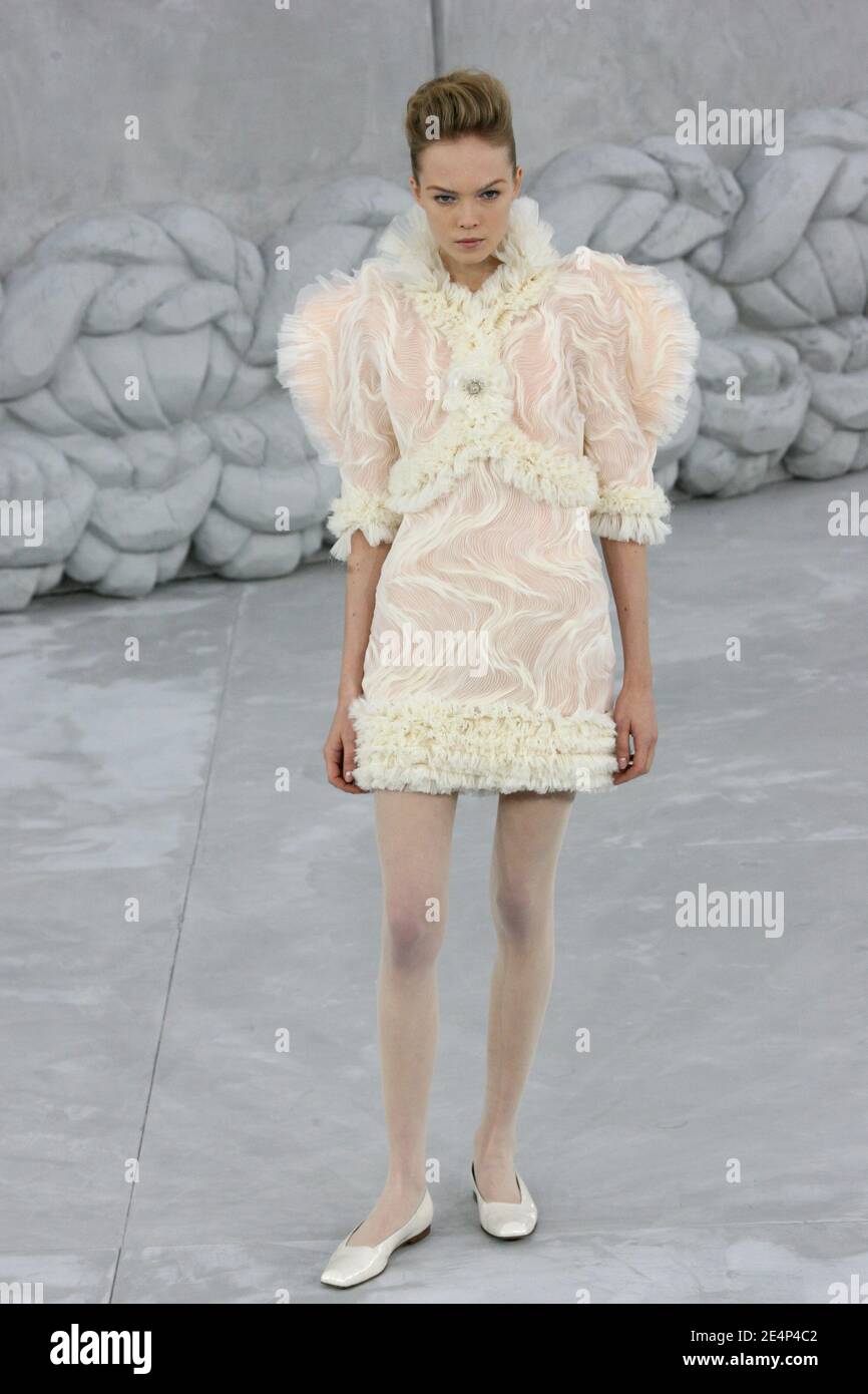 A model displays a creation by fashion designer Karl Lagerfeld for Chanel  Haute-Couture Spring-Summer 2008 fashion show held at the Grand Palais, in  Paris, France, on January 22, 2008. Photo by  Nebinger-Taamallah/ABACAPRESS.COM