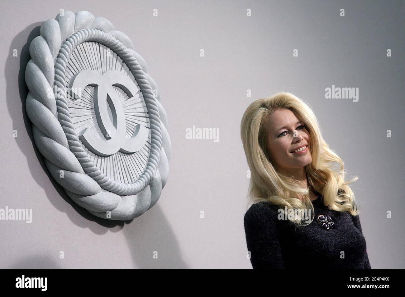 Claudia Schiffer attends the Chanel Haute-Couture Spring-Summer 2008 fashion show held at the Grand Palais, in Paris, France, on January 22, 2008. Photo by Nebinger-Taamallah/ABACAPRESS.COM Stock Photo