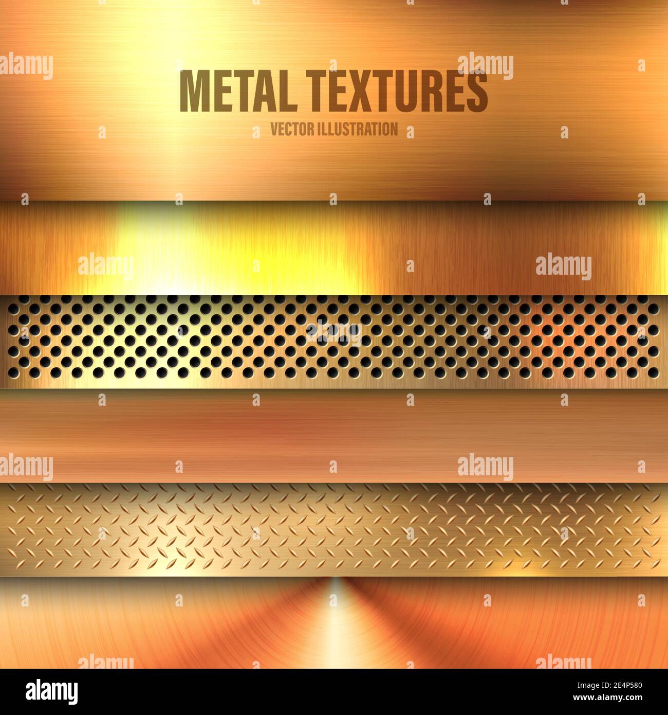 Realistic brushed metal textures set. Polished stainless steel