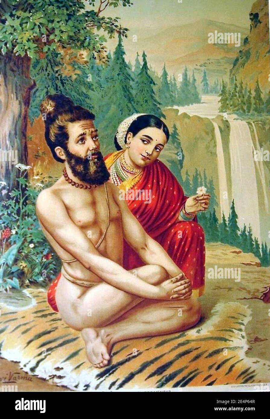 Menaka and Vishvamitra, in a painting by Raja Ravi Varma. Stock Photo