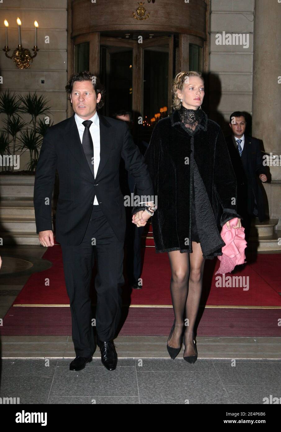 US actress Uma Thurman and boyfriend Arpad Busson attend Valentino's Spring-Summer 2008 Haute-Couture show held at the Musee Rodin in Paris, France, on January 23, 2008. 75-year-old Valentino retires after 45 years in the business. Photo by ABACAPRESS.COM Stock Photo