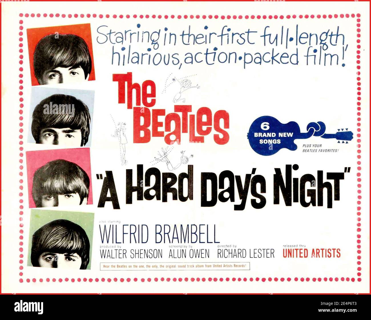 1960s THE BEATLES- Hard Day's Night Vintage movie poster ' 1964 ‧ Indie film / Comedy music Stock Photo