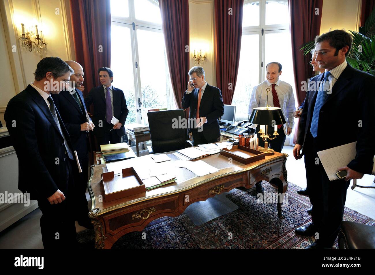 Jean-David Levitte, Diplomatic advisor of President Nicolas Sarkozy, is  pictured in his office at the Elysee Palace in Paris, France on January 22,  2008. Levitte has a meeting with his councillors :
