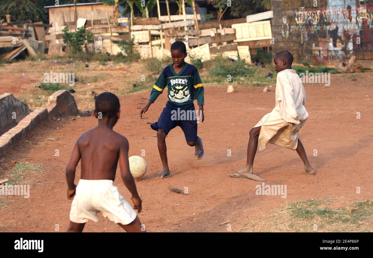 Illustration of street football with children during the African Cup of ...