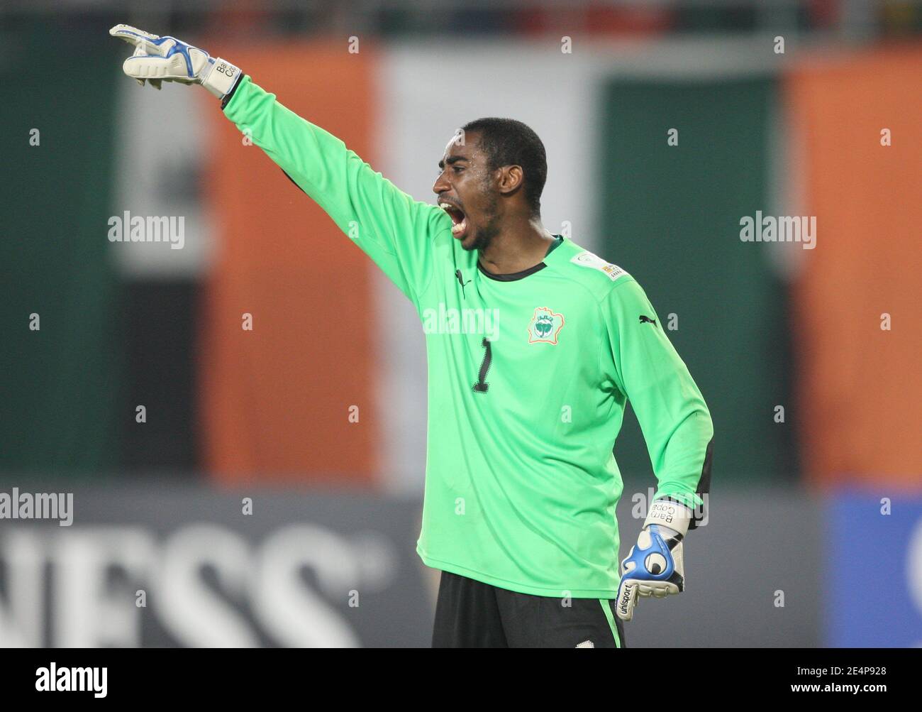 Ivory Coast's goalkeeper Barry Boubacar during the African Cup of Nations soccer match, Ivory Coast vs Benin in Sekondi, Ghana on January 25, 2008. Ivory Coast defeated Benin 4-1. Photo by Steeve McMay/Cameleon/ABACAPRESS.COM Stock Photo