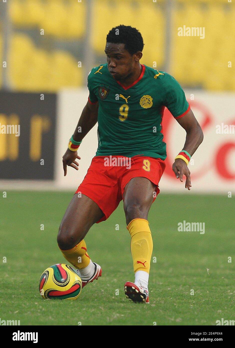 Cameroon's Samuel Eto'o during the African Cup of Nations soccer match, Cameroon vs Zambia in Kumasi, Ghana on January 26, 2008. Cameroon won the match 5-1. Photo by Steeve McMay/Cameleon/ABACAPRESS.COM Stock Photo