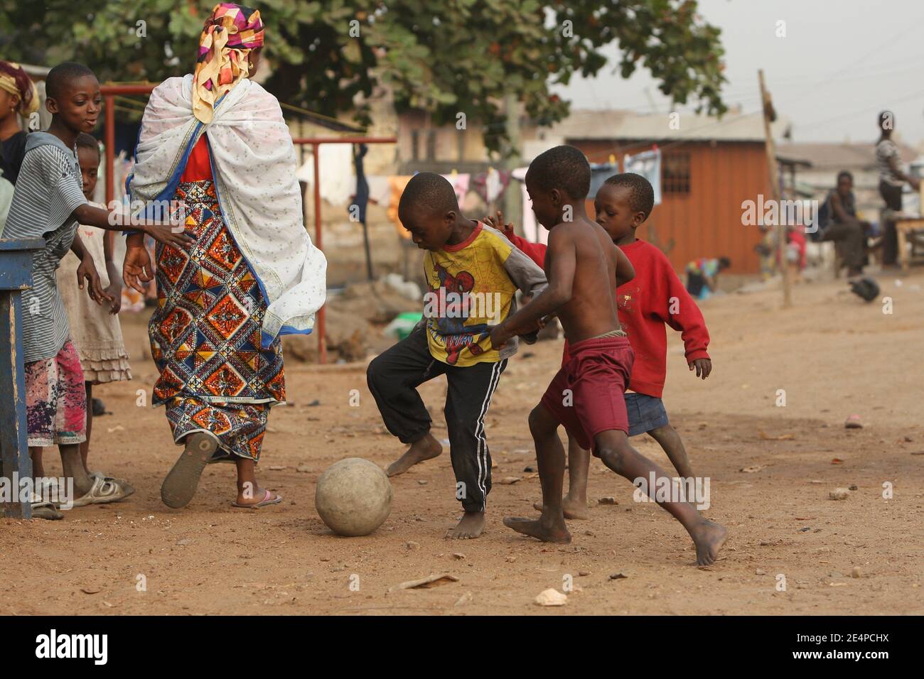 Illustration of children street football during the African Cup of ...