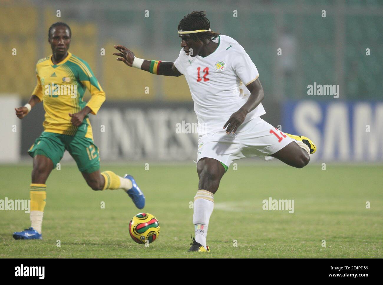 Senegal's Bayal Sall Moustapha during the African Cup of Nations soccer match, Senegal vs South Africa in Kumasi, Ghana on January 31, 2008. The match ended in a 1-1 draw. Senegal failed to qualify for the next round of the competition. Photo by Steeve McMay/Cameleon/ABACAPRESS.COM Stock Photo