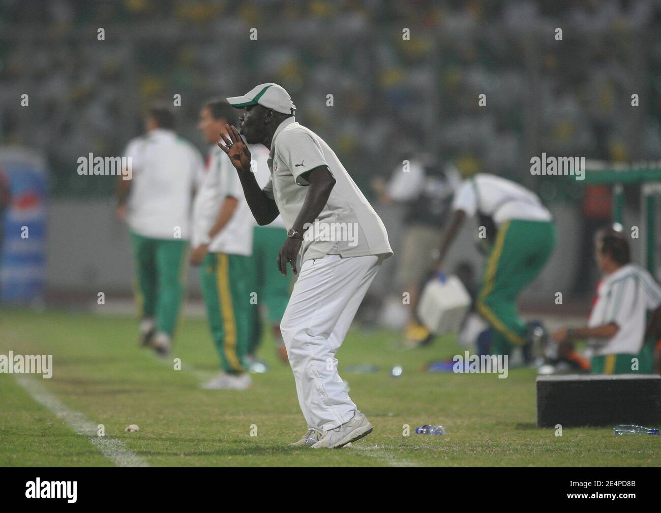 Senegal's coach Lamine NDiaye during the African Cup of Nations soccer match, Senegal vs South Africa in Kumasi, Ghana on January 31, 2008. The match ended in a 1-1 draw. Senegal failed to qualify for the next round of the competition. Photo by Steeve McMay/Cameleon/ABACAPRESS.COM Stock Photo