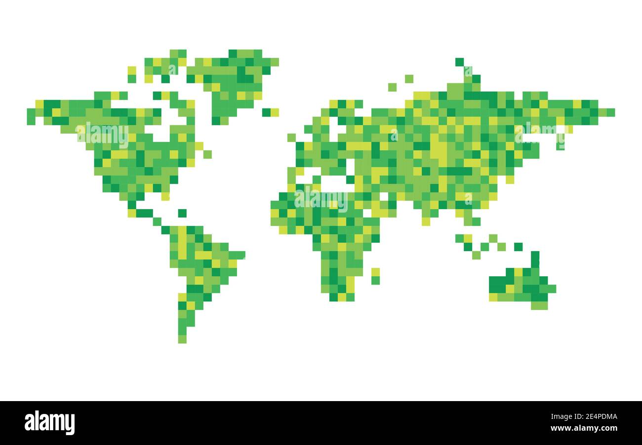 World map green mosaic of small squares. Vector illustration Stock ...
