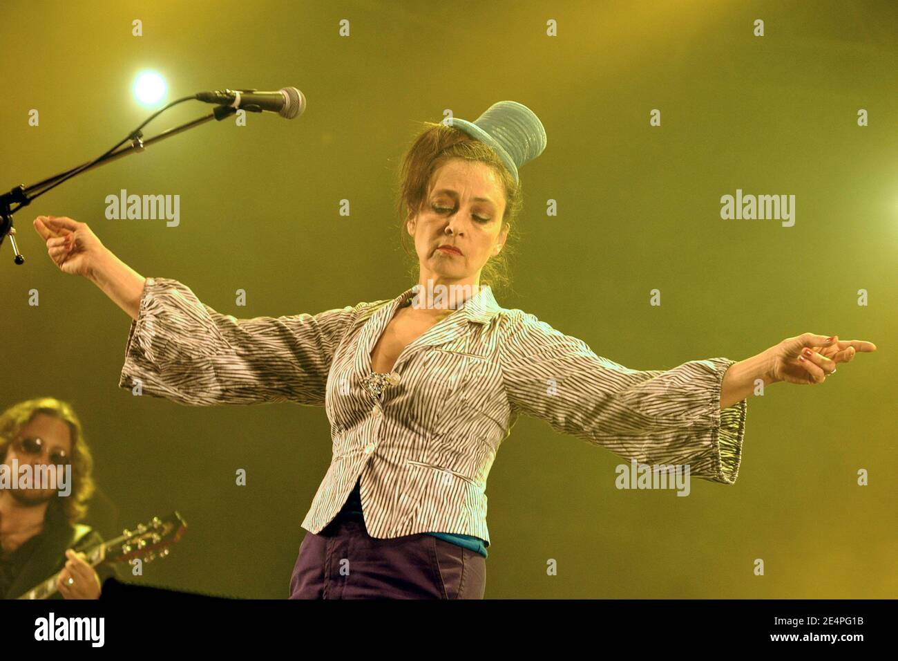 Singer Catherine Ringer from the french band les Rita Mitsouko performs  live on stage during 5th edition of the 'Rock en Seine' music festival, at  Saint-Cloud near Paris, France, on August 25,