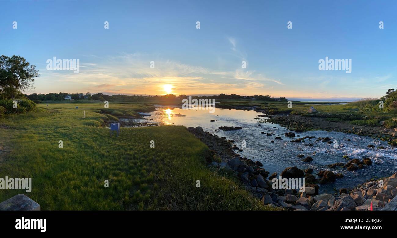 Cape Cod Sunset Over the Marsh Stock Photo