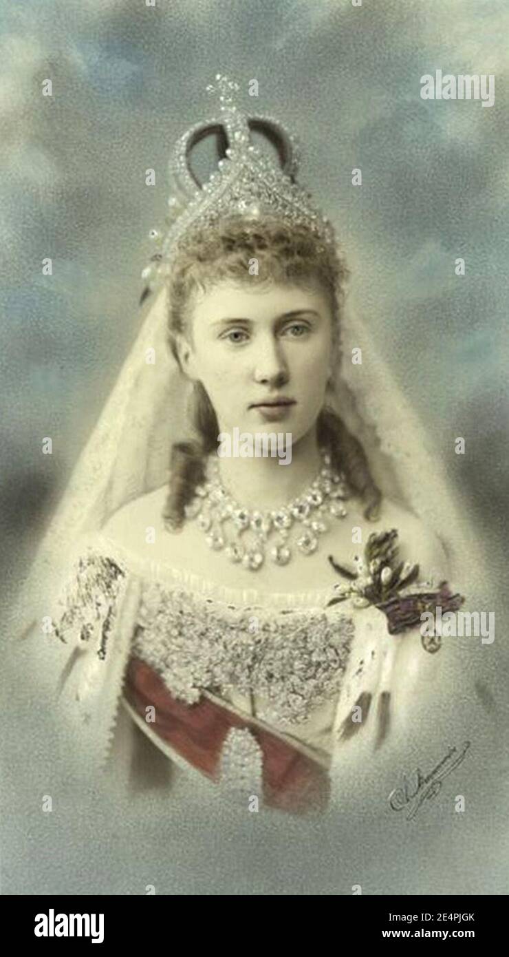 Mavra (Princess Elisabeth of Saxe-Altenburg) in her wedding costume. Stock Photo