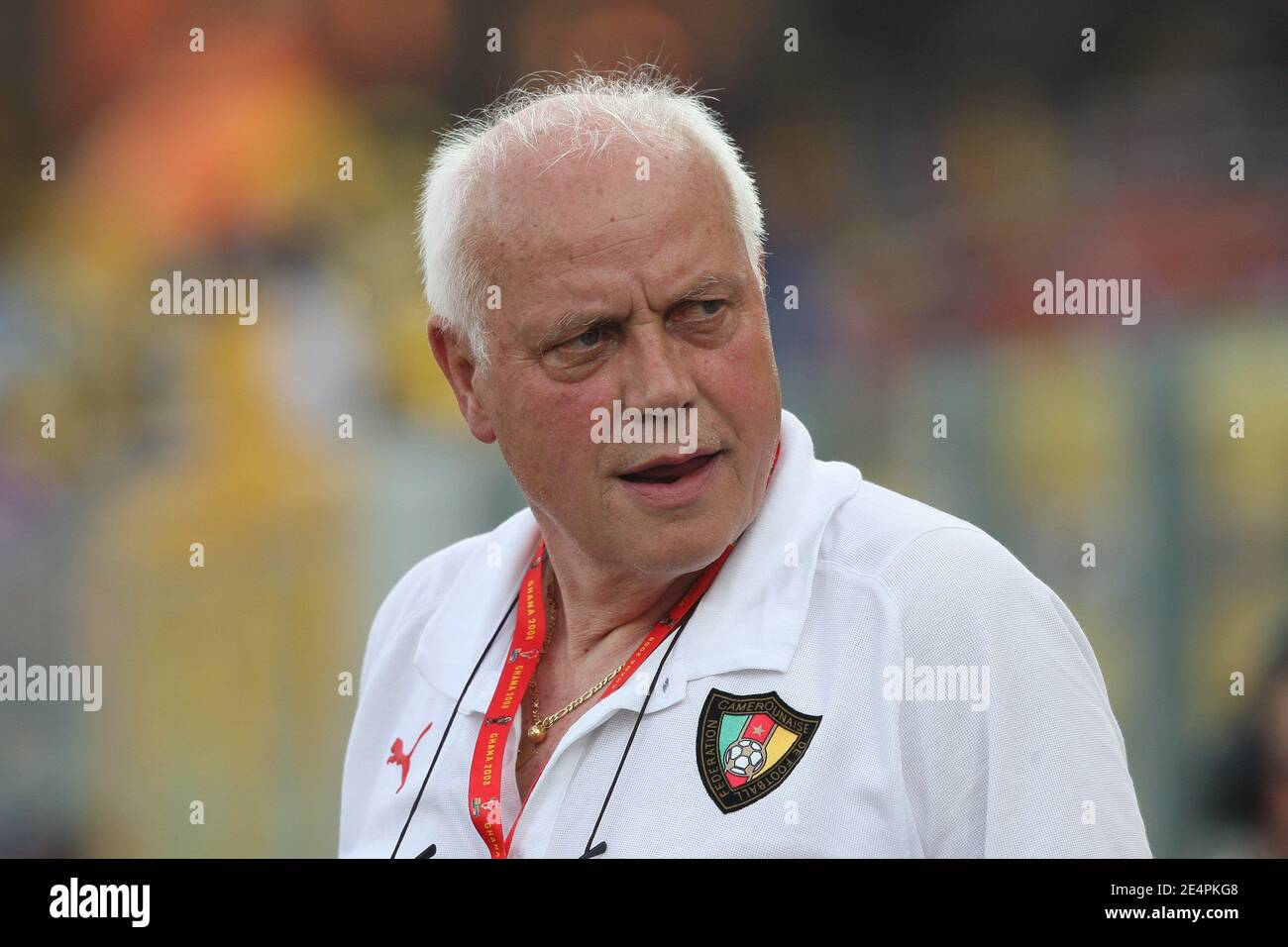 Cameroon's coach Otto Pfister during the Final of the 2008 African Cup of Nations soccer tournament, Cameroon vs Egypt in Accra, Ghana on February 10, 2008. Egypt won the match 1-0. Photo by Steeve McMay/Cameleon/ABACAPRESS.COM Stock Photo