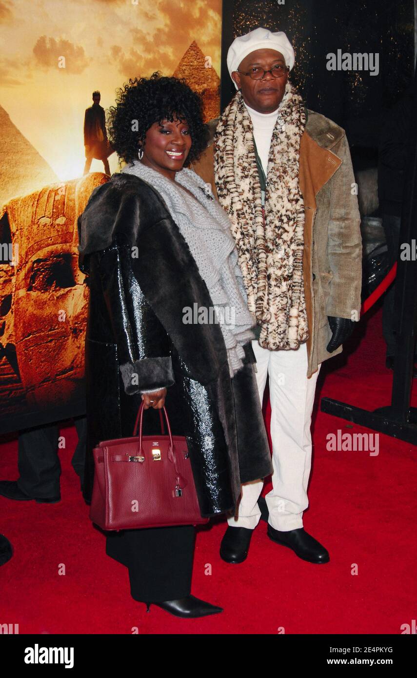 Actor Samuel L. Jackson and wife attend the premiere of 'Jumper' at the Ziegfeld Theater in New York City, NY, USA on February 11, 2008. Photo by Gregorio Binuya/ABACAPRESS.COM Stock Photo