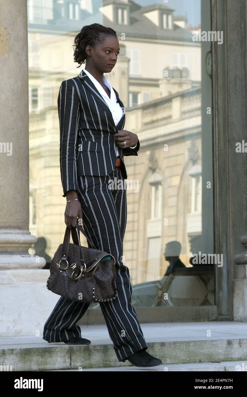 Rama Yade leaves the Ministers council held at the Elysee Palace in Paris, France, on February 13, 2008. Photo by Mehdi Taamallah/ABACAPRESS.COM Stock Photo
