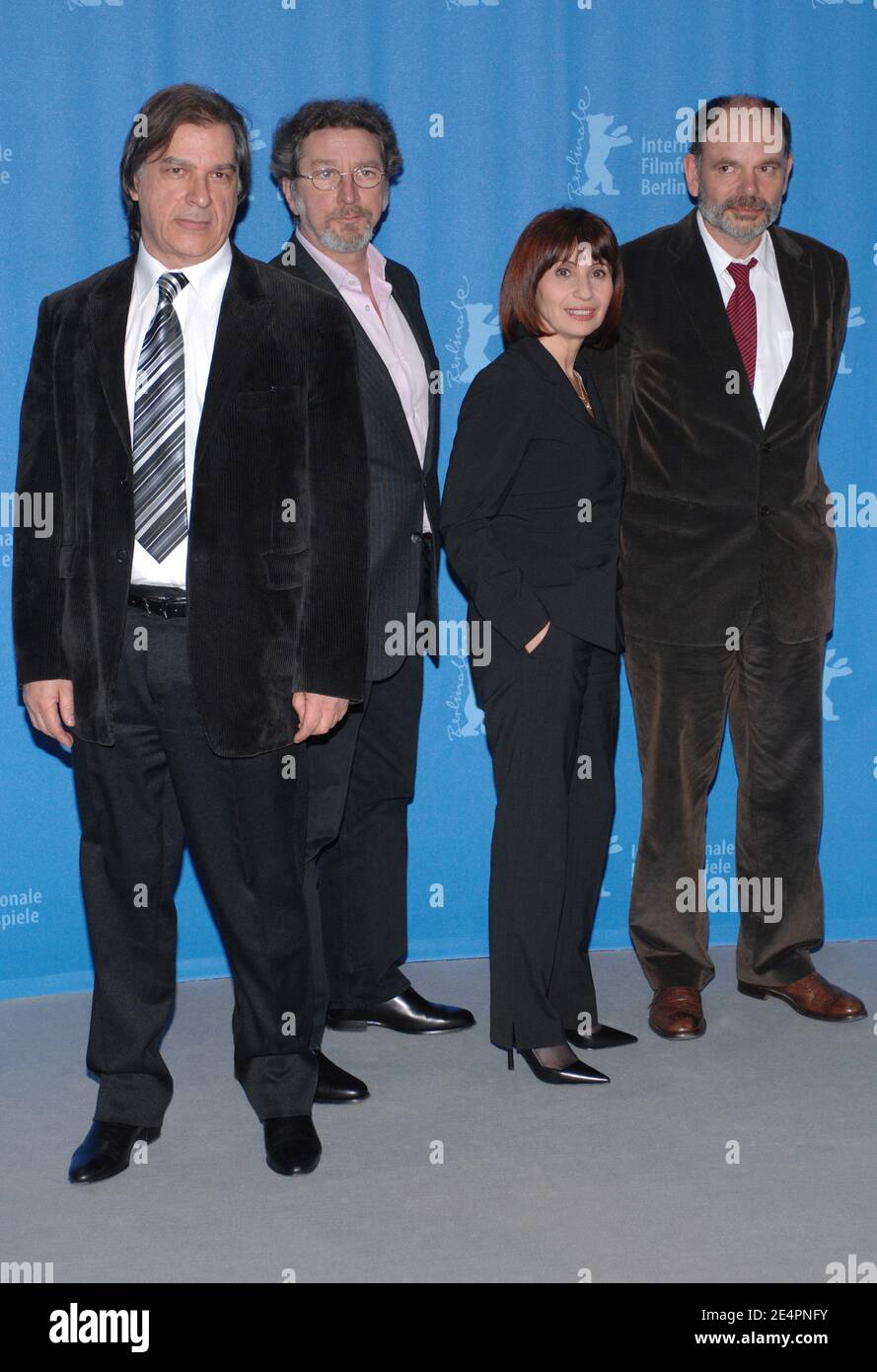 Director Robert Guediguian and cast members Ariane Ascaride, Gerard Meylan and Jean-Pierre Darroussin pose for pictures during the 'Lady Jane' photocall at the 58th annual Berlin Film Festival in Berlin, Germany, on February 13, 2008. Photo by Nicolas Khayat/ABACAPRESS.COM Stock Photo