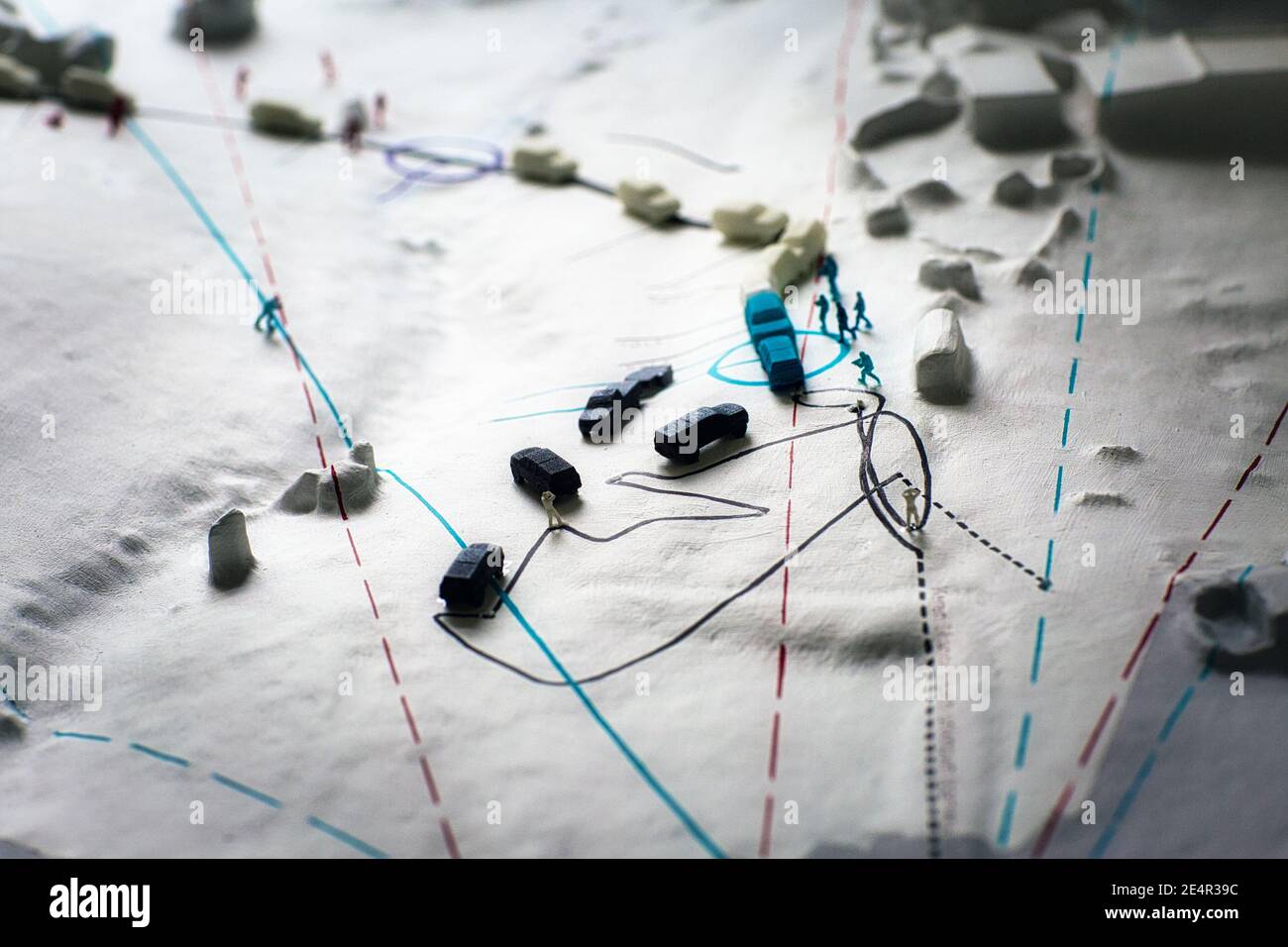 Forensic Architecture/The investigation and 3D Modelling of the events of a killing in Umm Al-Hiran, Northern Negev, 18 January 2017. Stock Photo