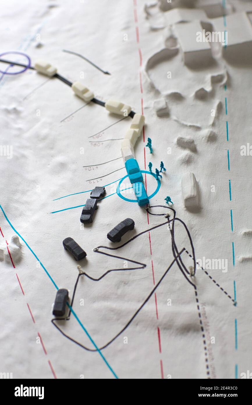 Forensic Architecture/The investigation and 3D Modelling of the events of a killing in Umm Al-Hiran, Northern Negev, 18 January 2017. Stock Photo