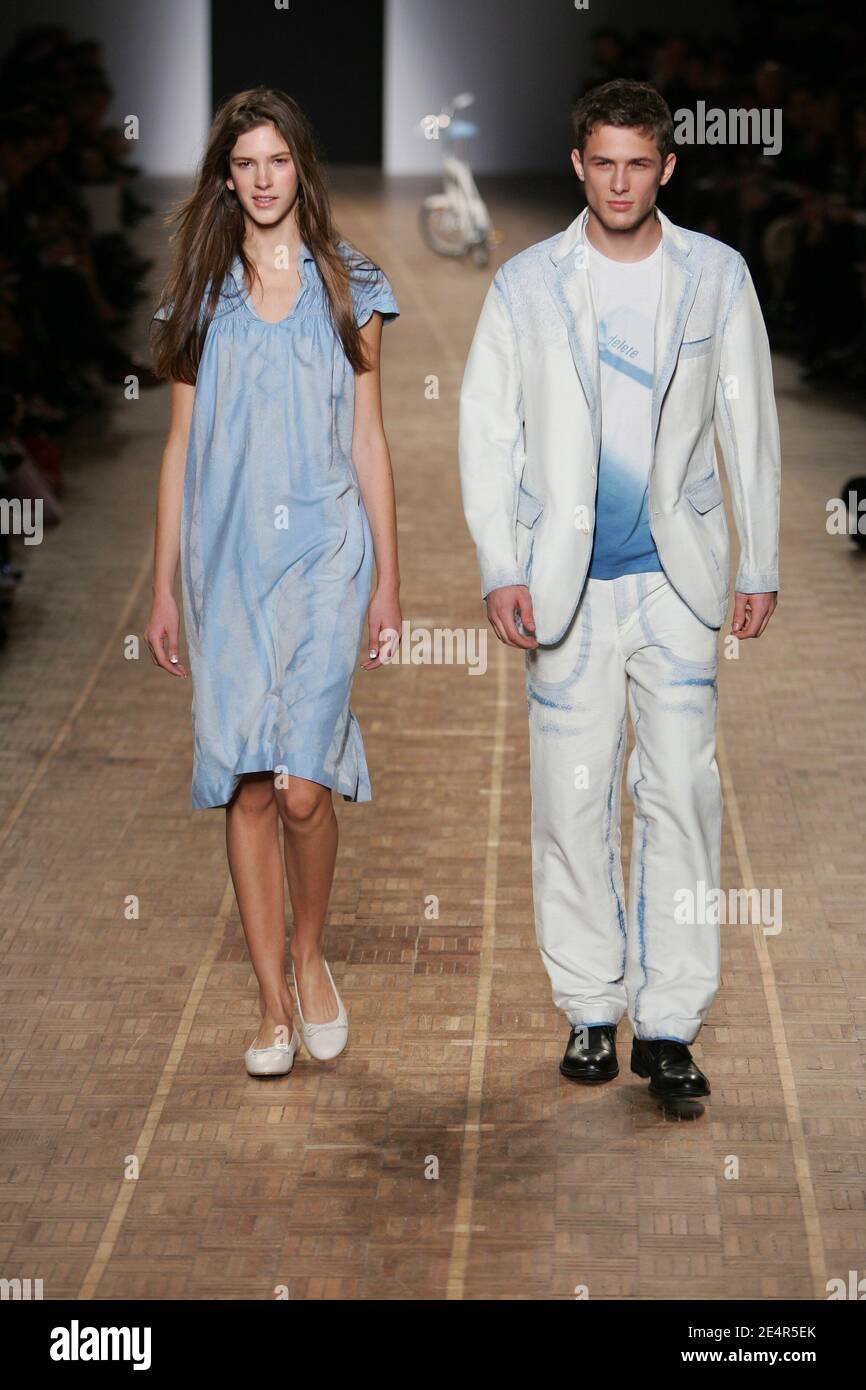 A model displays a creation by Japanese designer Dai Fujiwara for Issey Miyake during the Fall-Winter 2008-2009 Ready-to-Wear collection show in Paris, France on February 28, 2008. Photo by Java/ABACAPRESS.COM Stock Photo