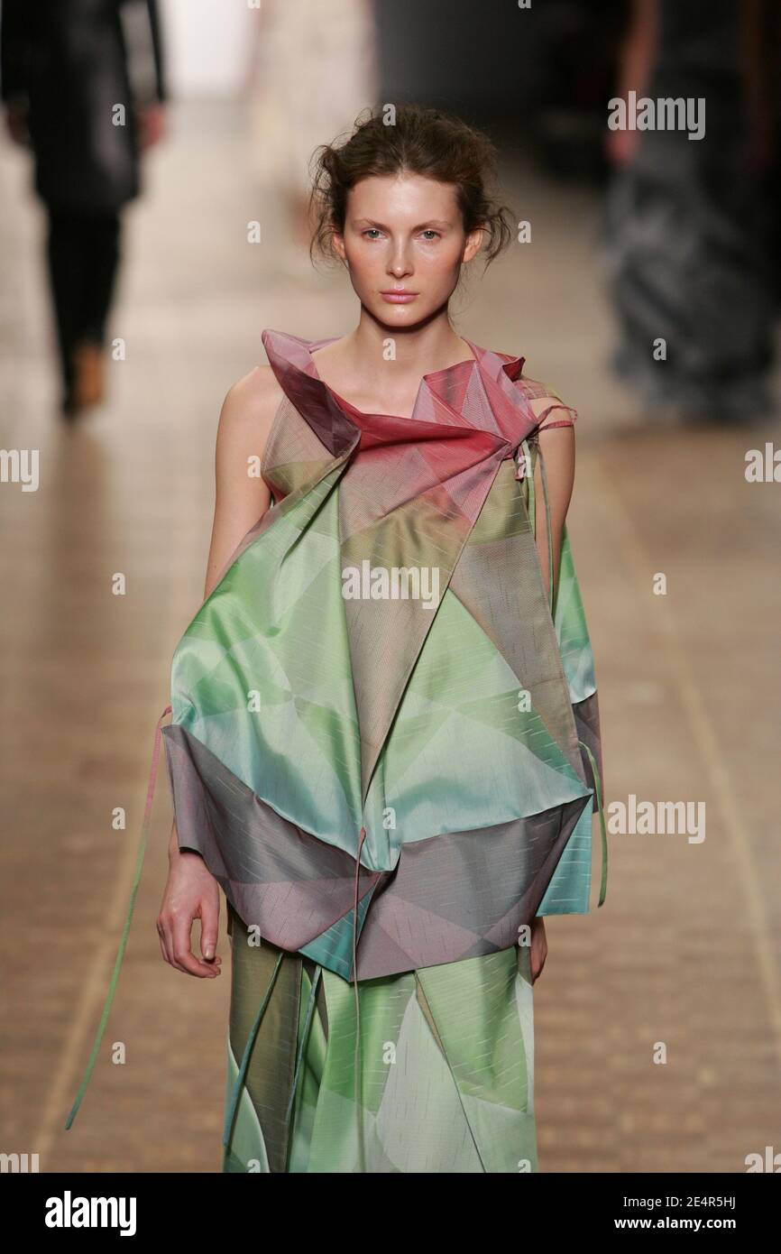 A model displays a creation by Japanese designer Dai Fujiwara for Issey Miyake during the Fall-Winter 2008-2009 Ready-to-Wear collection show in Paris, France on February 28, 2008. Photo by Java/ABACAPRESS.COM Stock Photo