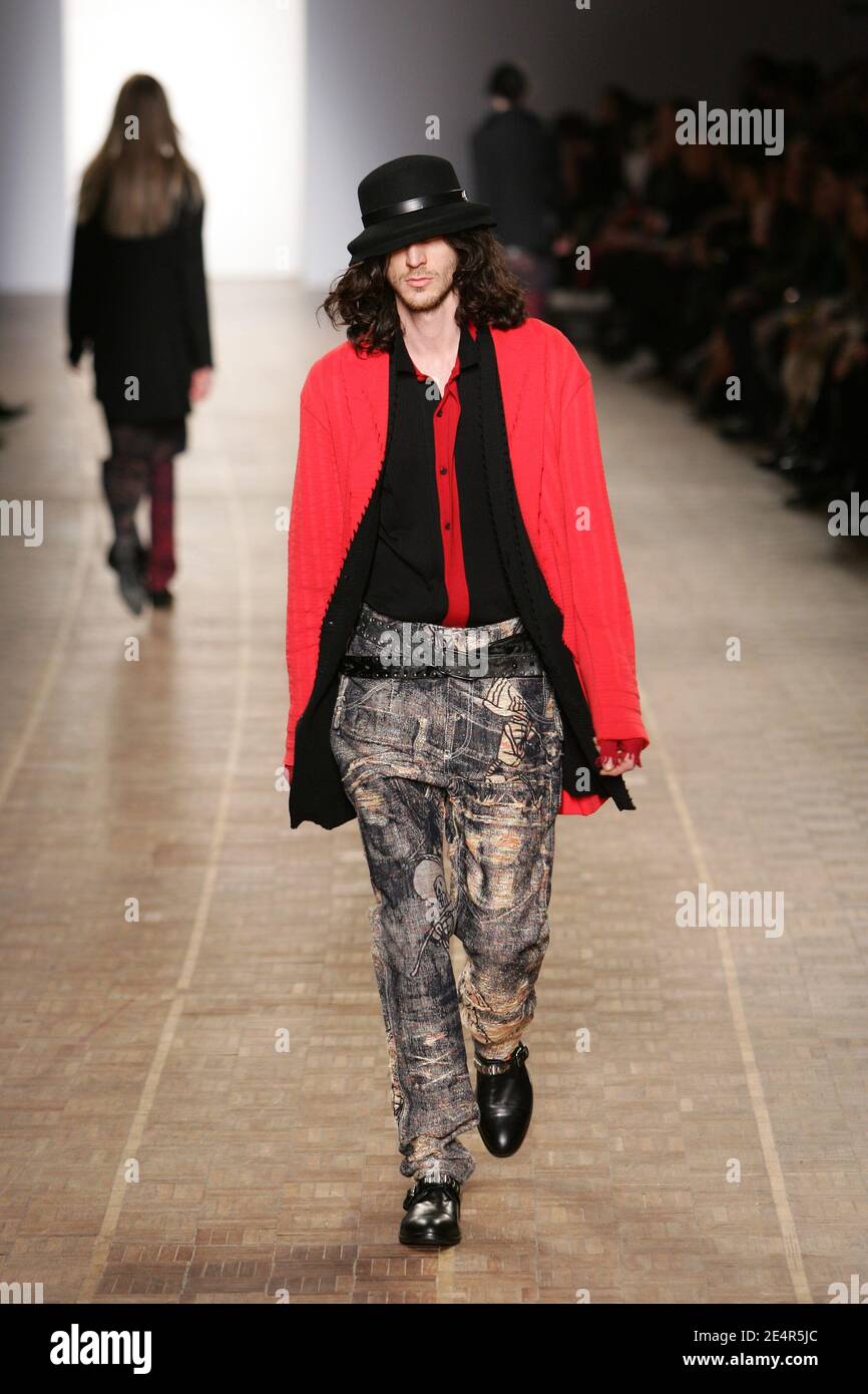 A model displays a creation by Japanese designer Dai Fujiwara for Issey Miyake during the Fall-Winter 2008-2009 Ready-to-Wear collection show in Paris, France on February 28, 2008. Photo by Java/ABACAPRESS.COM Stock Photo