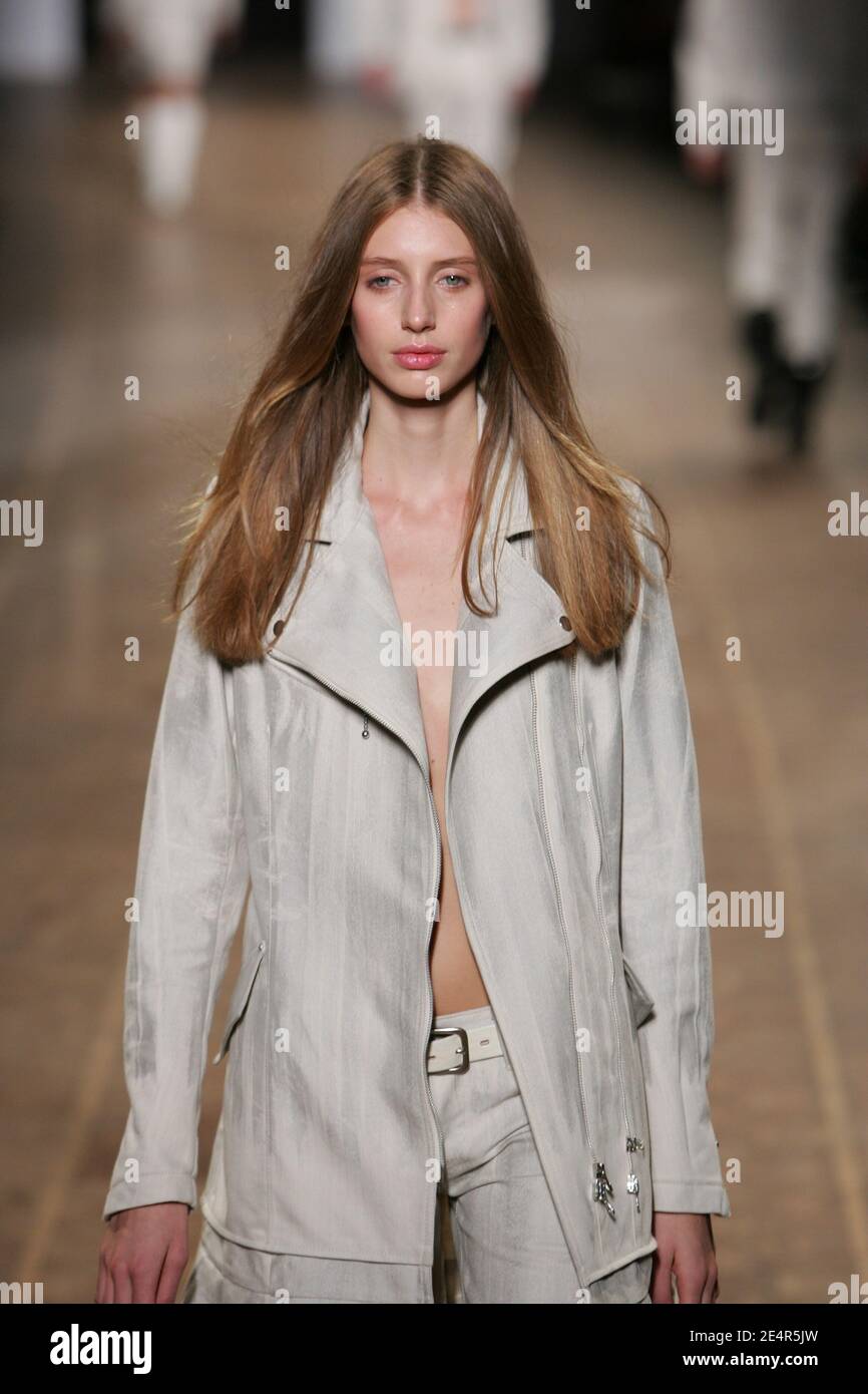 A model displays a creation by Japanese designer Dai Fujiwara for Issey Miyake during the Fall-Winter 2008-2009 Ready-to-Wear collection show in Paris, France on February 28, 2008. Photo by Java/ABACAPRESS.COM Stock Photo