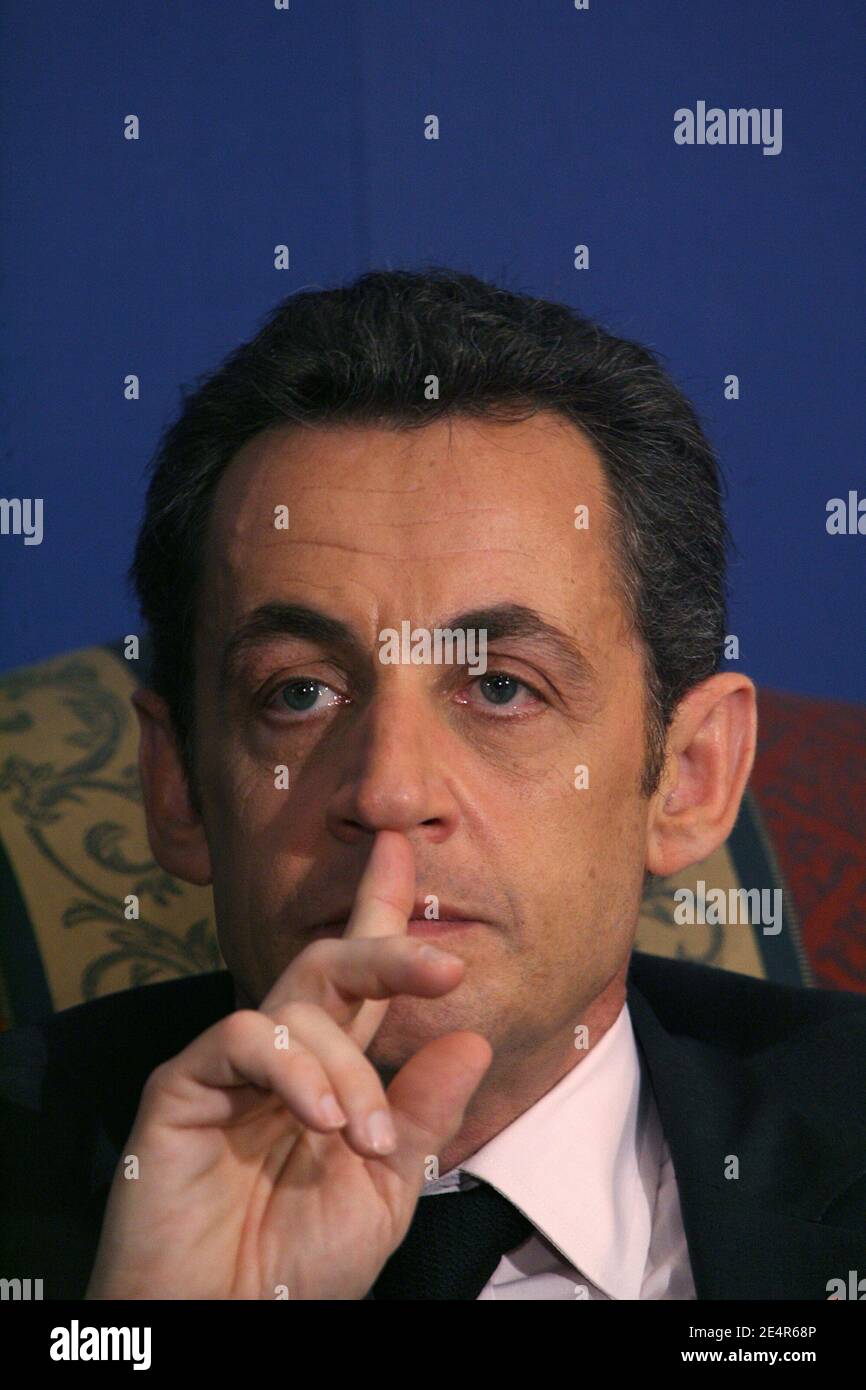 French President Nicolas Sarkozy during an economic forum gathering the