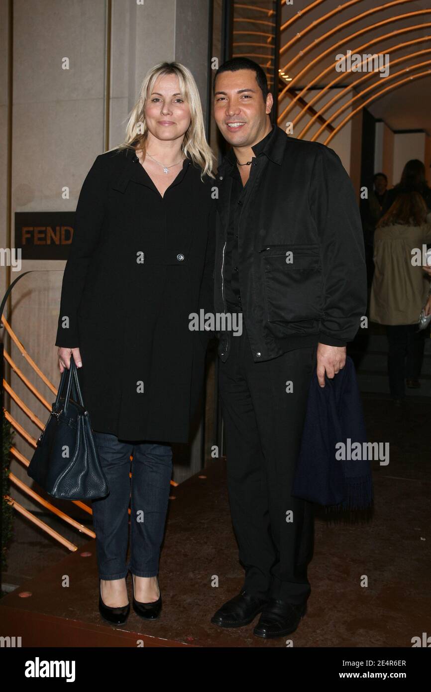 Sophie Favier and a friend Cedric attend the opening of new 'Fendi' store on Avenue Montaigne in Paris, France on February 29, 2008. Photo by Guignebourg-Nebinger-Orban-Taamallah/ABACAPRESS.COM Stock Photo
