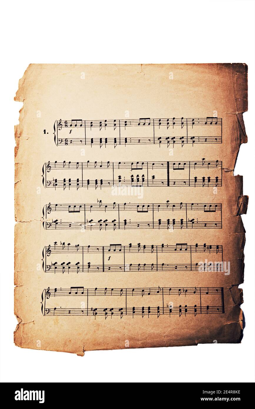 Music notes on old vintage paper background Stock Photo Alamy