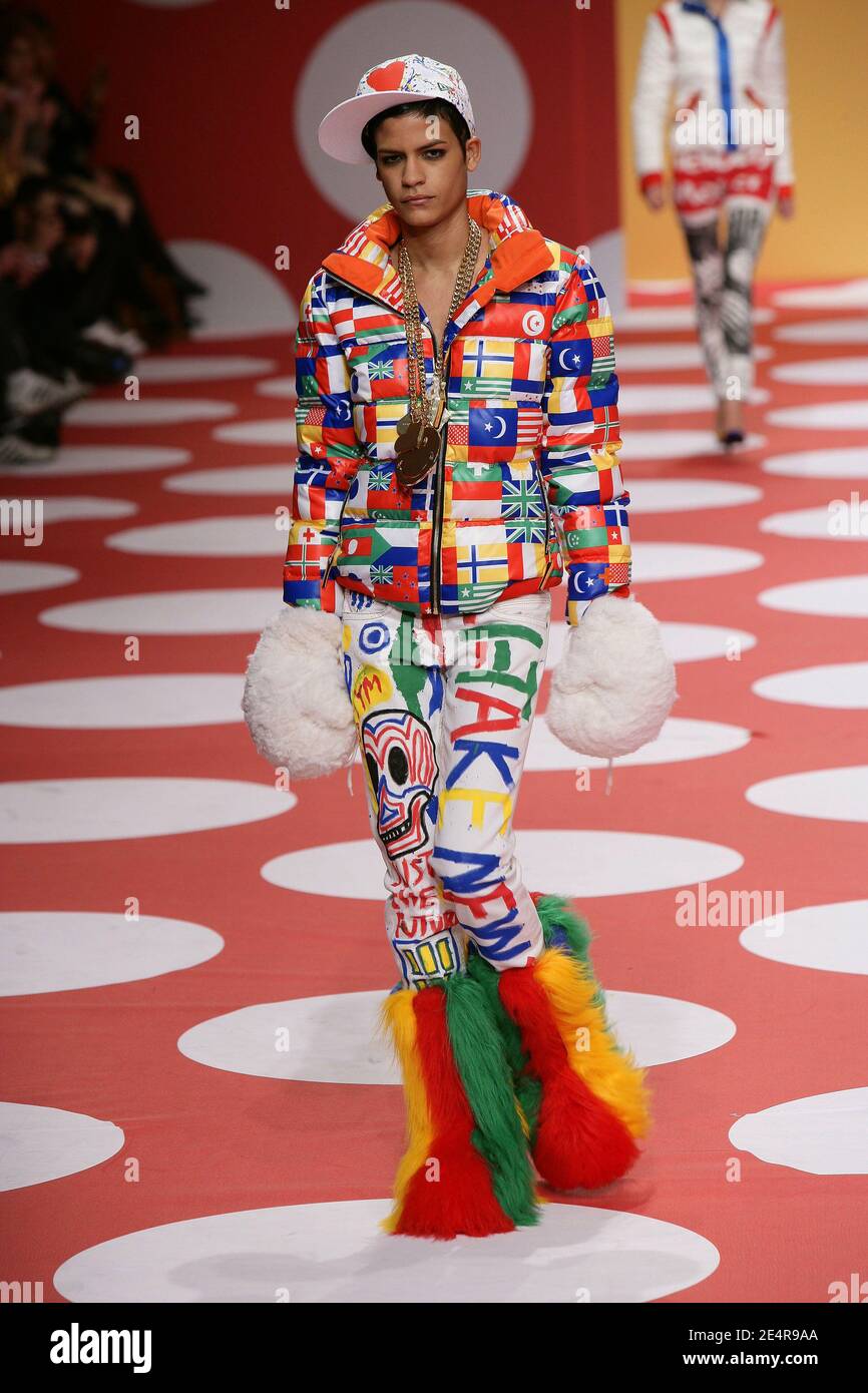 A model displays a creation by French designer Jean-Charles de Castelbajac  for his Fall-Winter 2008-2009 Ready-to-Wear collection show in Paris,  France on February 26, 2008. Photo by Java/ABACAPRESS.COM Stock Photo -  Alamy