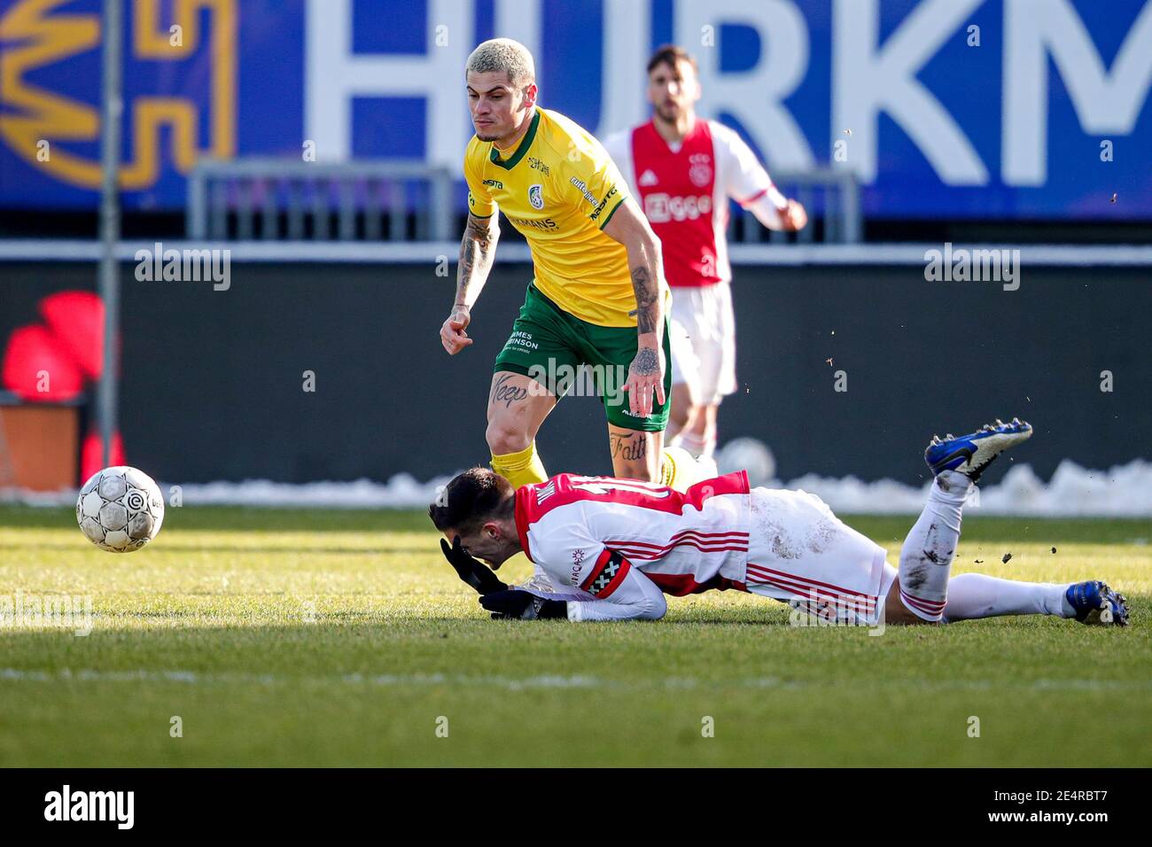 NIJMEGEN, NETHERLANDS - JANUARY 21: (L-R): Arian Kastrati of Fortuna  Sittard disappointed after defeat in extra time (3:2) during the Dutch KNVB  Cup m Stock Photo - Alamy