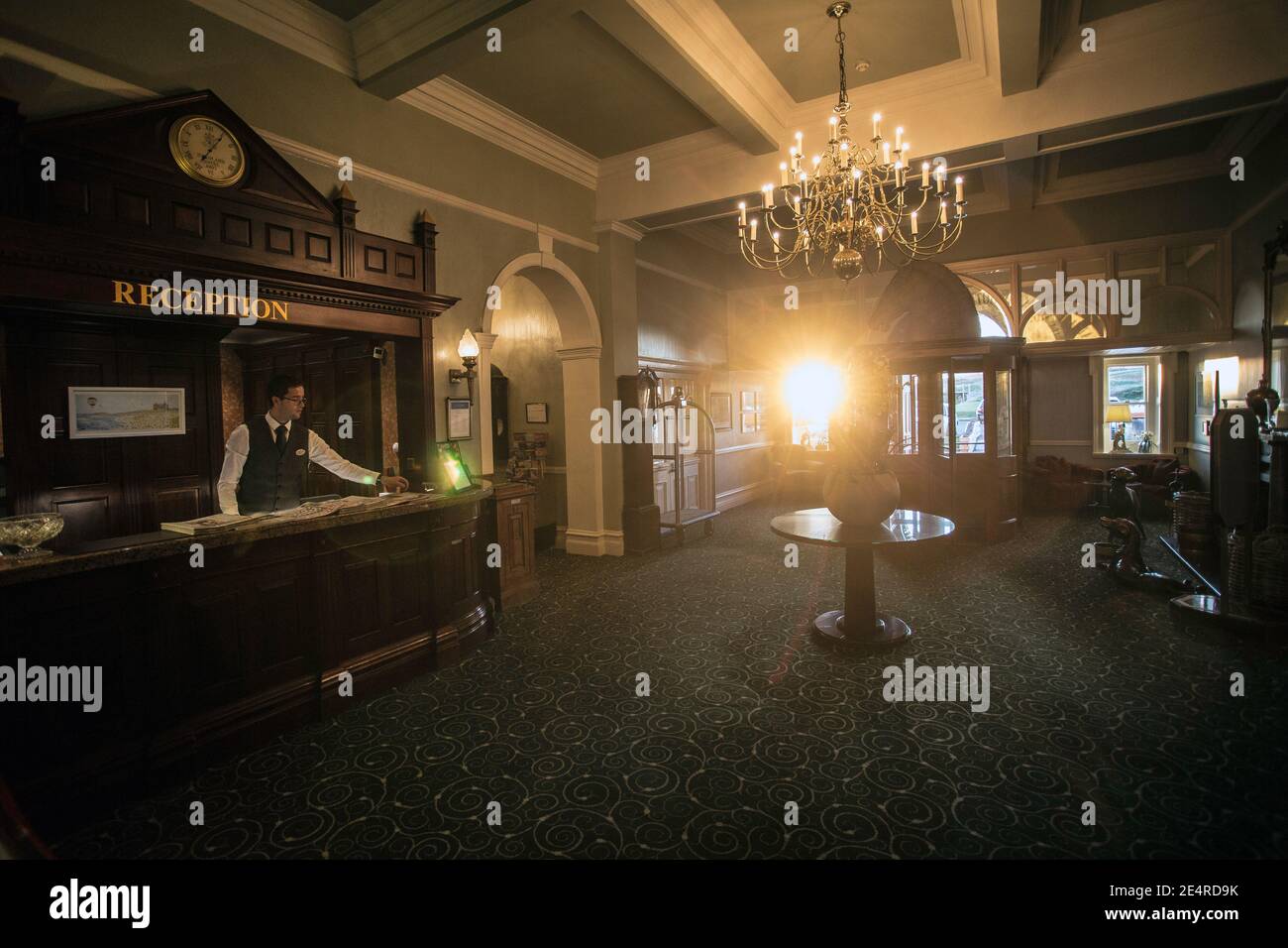 GREAT BRITAIN/ England / Cornwall /Newquay/ Reception of The Headland luxury Hotel in Cornwall. Stock Photo