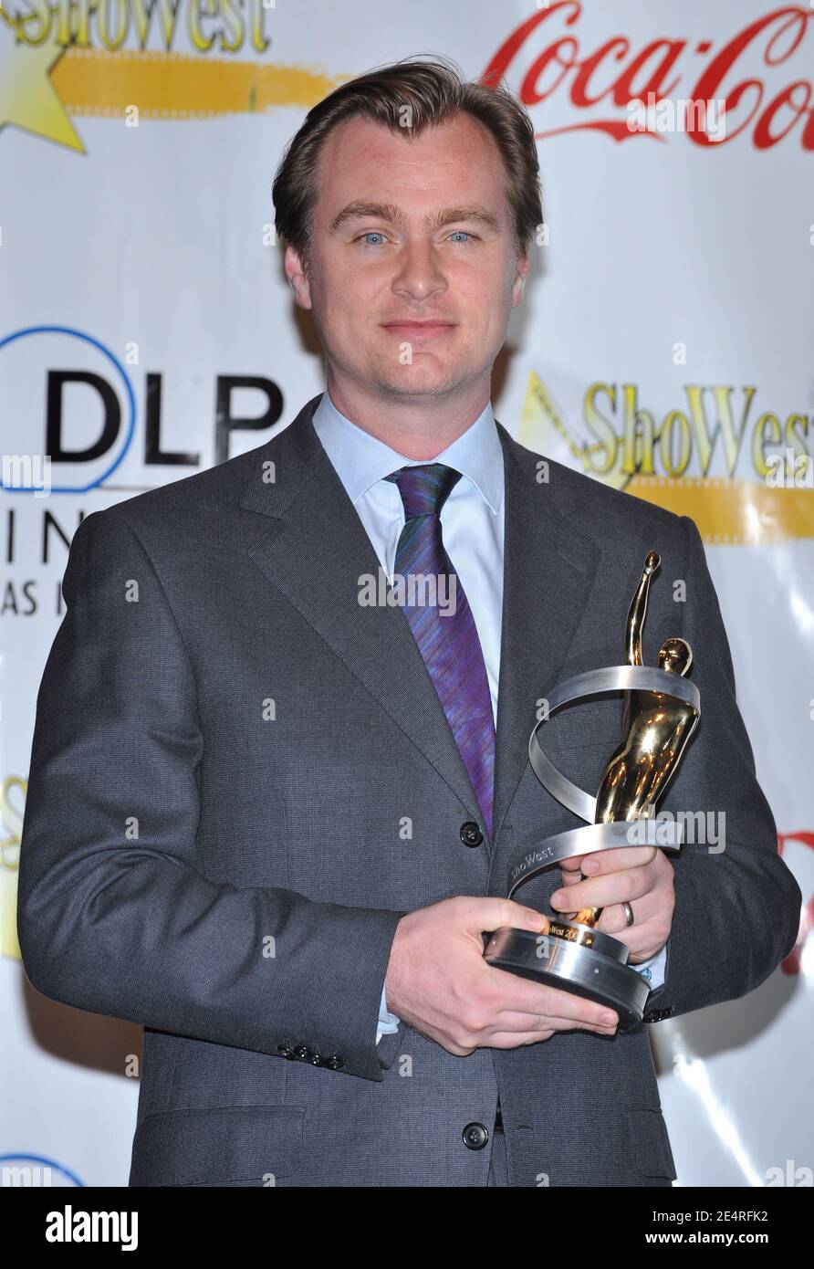 Director of the year Christopher Nolan poses at the 2008 ShoWest Awards Ceremony held at the Paris Las Vegas during ShoWest, the official convention of the National Association of Theatre Owners in Las Vegas, NV, USA on March 13, 2008. Photo by Lionel Hahn/ABACAPRESS.COM Stock Photo